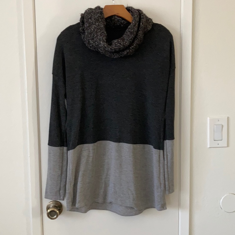 Cowl Neck Color Block Sweater